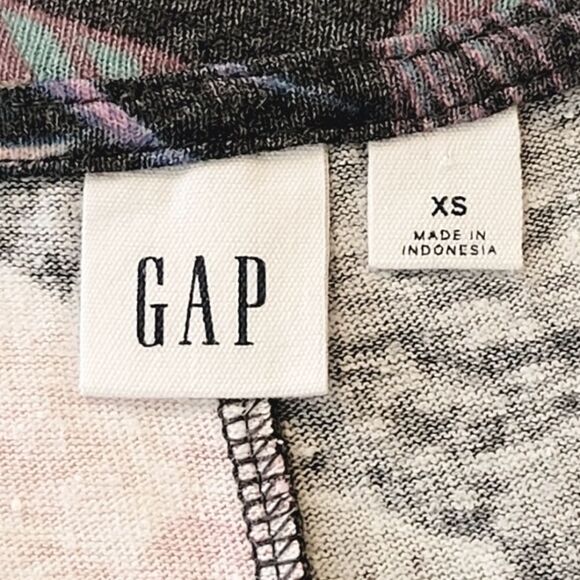 Gap Gray Tropical Pineapple Print Linen Blend Cap Sleeve A-line Dress Size XS - Picture 5 of 6